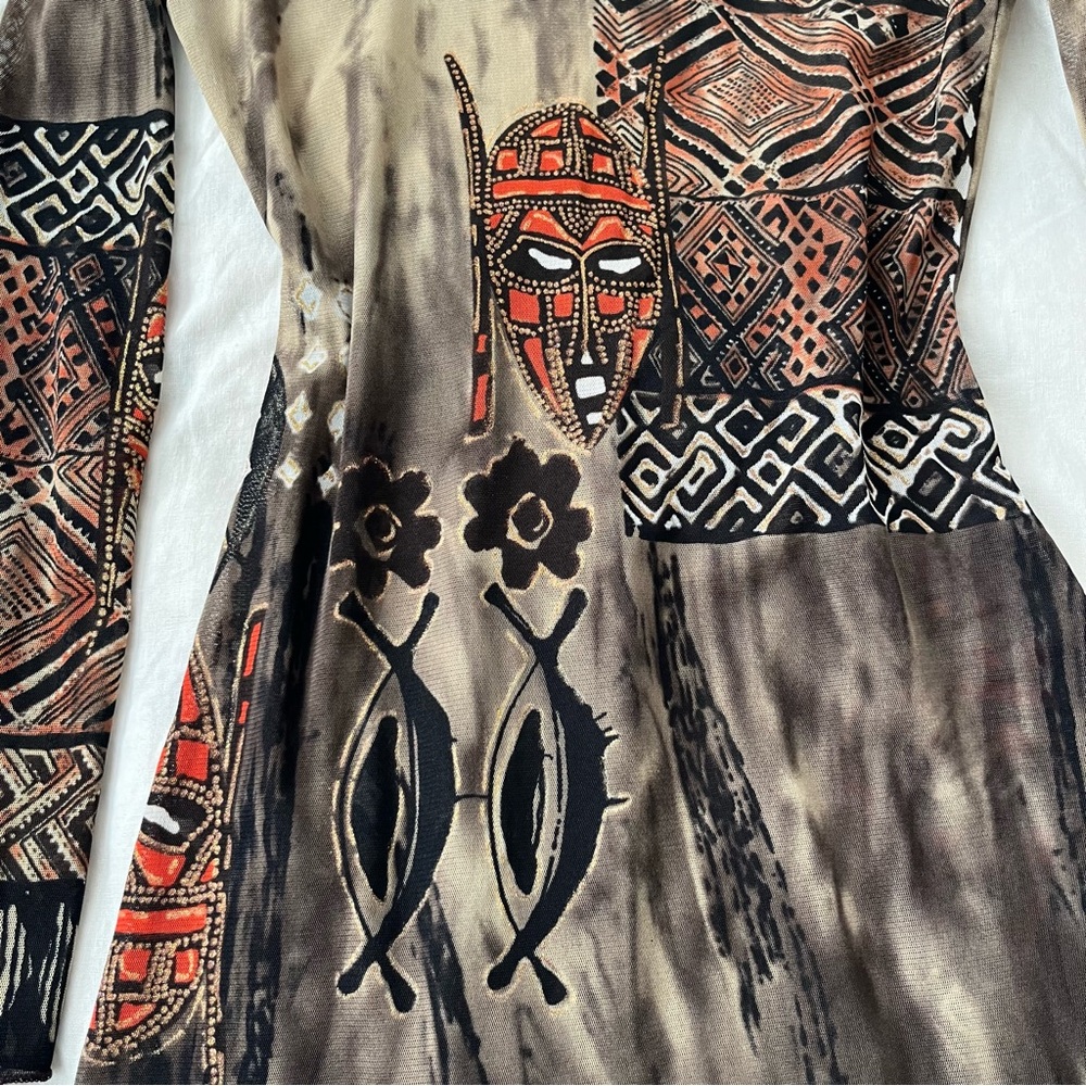 Cache Cache Brown Abstract Print Sheer Asymmetric… - image 9